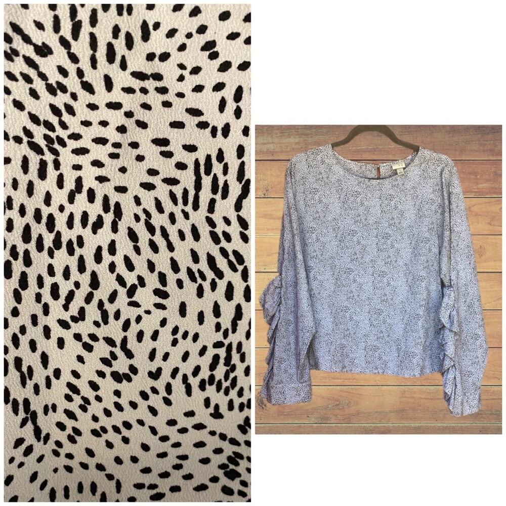 a new day animal print top with ruffle sleeve accent - Picture 2 of 8